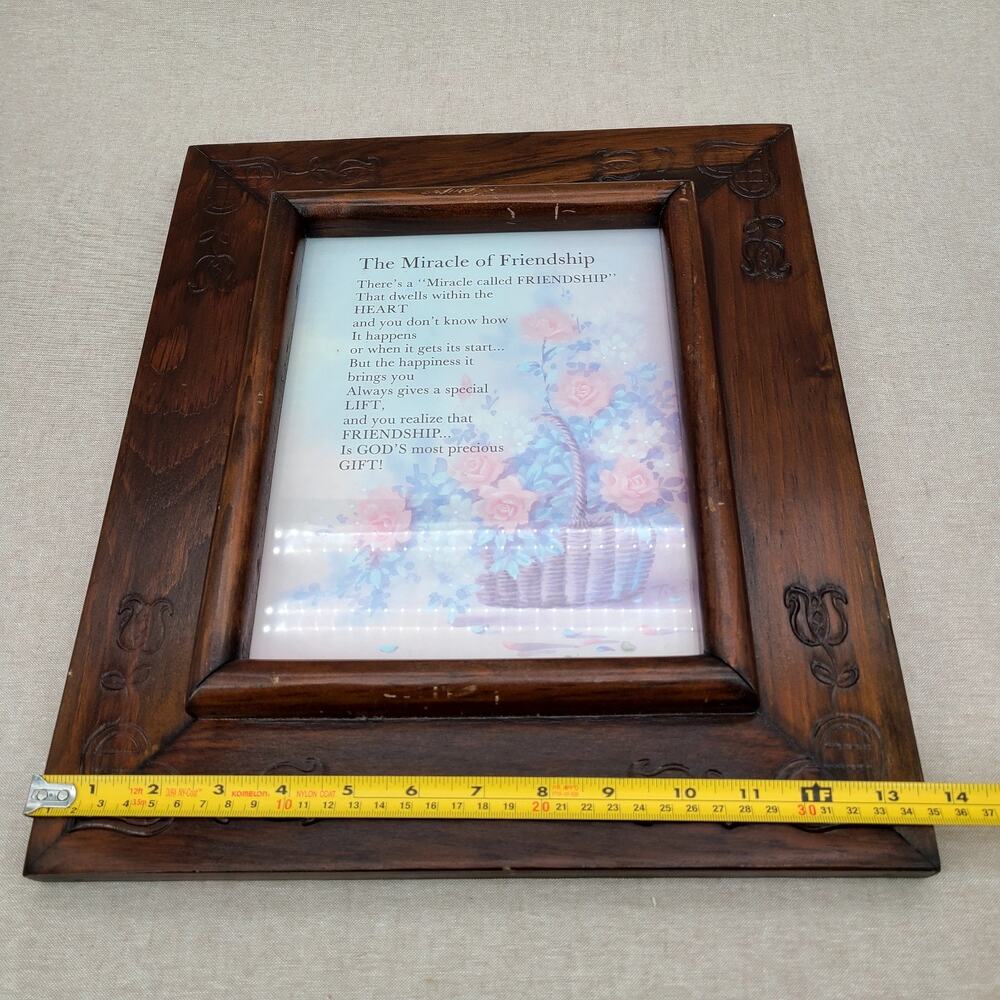 Beautiful Vintage Carved Wooden Picture Frame, Raised Bevel Molding 8" X 10" - Picture 8 of 11